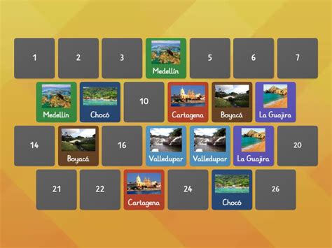 Capitales Y Departamentos De Colombia Matching Pairs