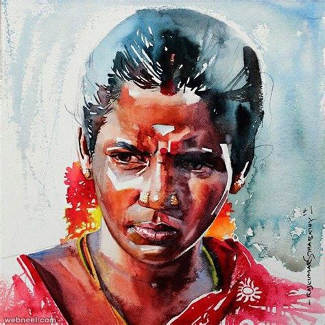 Watercolor Paintings Of Indian Women