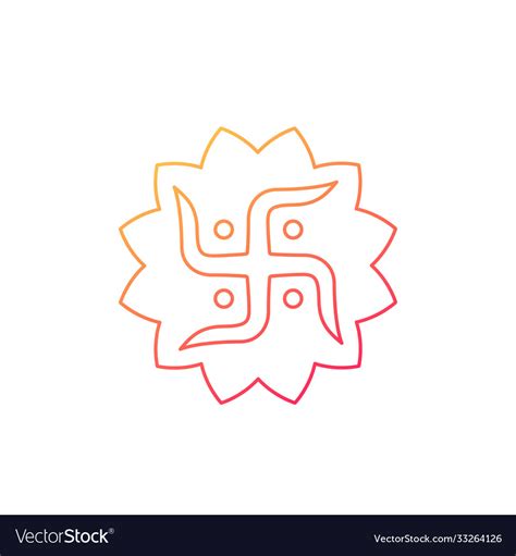 Hindu Swastika Symbol Line Royalty Free Vector Image