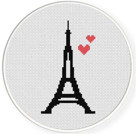 Eiffel Tower Love Cross Stitch Pattern – Daily Cross Stitch