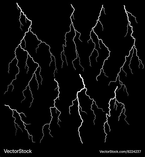 Set Lightning Royalty Free Vector Image Vectorstock
