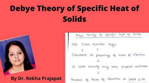 Debye Theory Of Specific Heat Of Solids Youtube