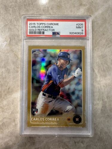 2015 Topps Chrome Carlos Correa Gold Refractor RC Astros 50 205 PSA 9