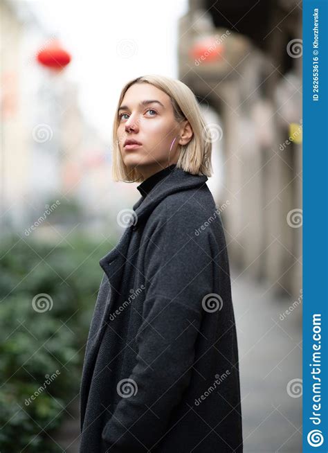 Outdoor Urban Female Portrait Fashion Model Young Woman Posing In