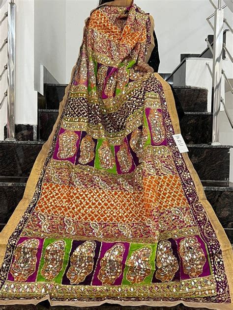 Original Pakistani Dupatta With Heavy Embroidery Mirror Work At Rs