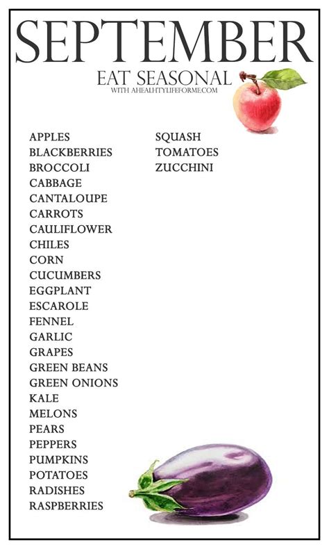 Seasonal Produce Guide For September A Healthy Life For Me