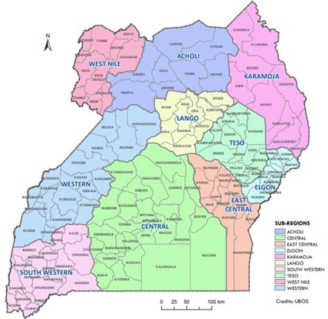 A Map Of Uganda Showing The Location Of The Districts In The Study