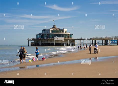 People On The Beach Blankenberge Pier North Sea Coast Belgium