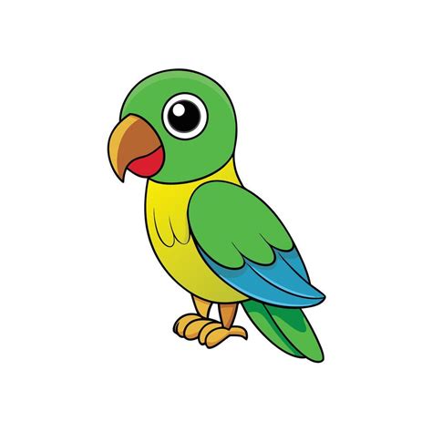 Colorful Cartoon Parrots Clipart Illustration on White Background ...