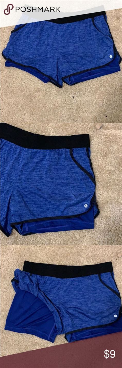 Athletic Shorts Blue Athletic Shorts With A Spandex Lining And A Pocket