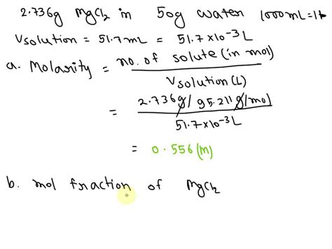 Solved A Solution Is Prepared By Dissolving G Of Mgcl In G