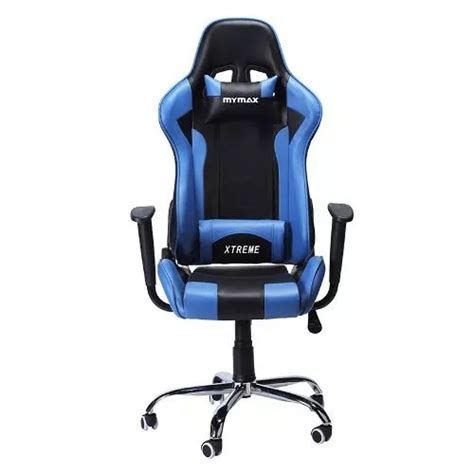 Cadeira Gamer Girat Ria Mx Preto Azul C Rodinha Mymax Frete Gr Tis