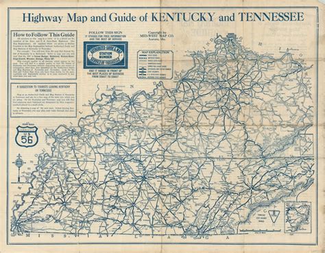 Highway Map and Guide of Kentucky and Tennessee | Curtis Wright Maps