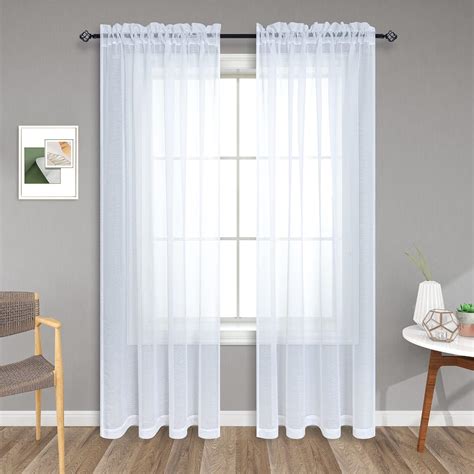 Cortinas Transparentes Blancas De Pulgadas De Largo Para Sala De