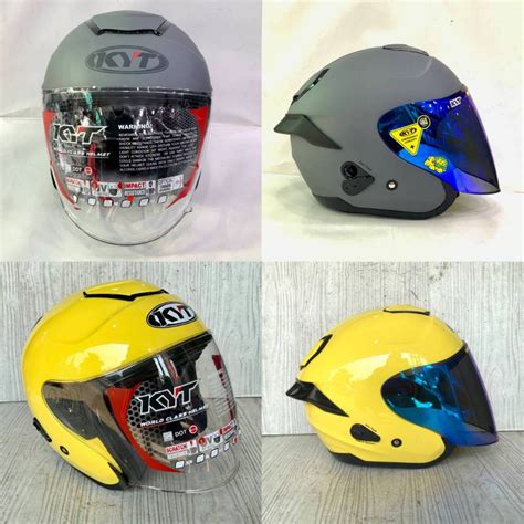 Jual HELM HALF FACE KYT KYOTO SOLID MATT GORILLA GREY LEMON YELLOW