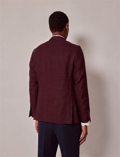 Men S Burgundy Hopsack Linen Italian Slim Suit Jacket Collection