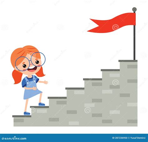 Success Concept with Cartoon Kid Stock Illustration - Illustration of ...