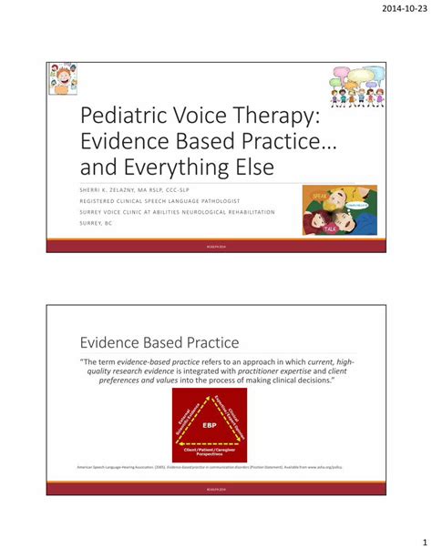 Pdf Pediatric Voice Therapy Evidence Based Practice Speechbite