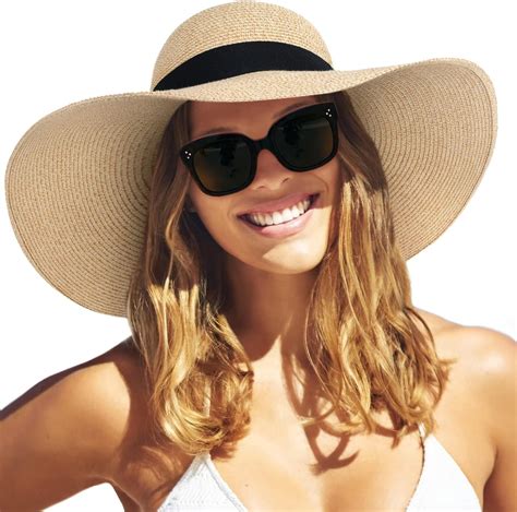 Furtalk Womens Sun Straw Hat Wide Brim Upf 50 Summer Hat Foldable