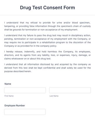 Drug Test Consent Form Template Jotform