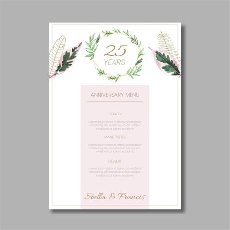 Anniversary Menu Template Free Free Templates Printable