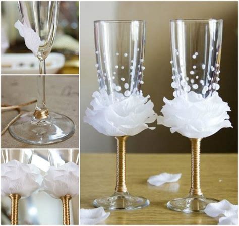 Diy Flower Bead Decorated Wine Glasses The Whoot Decorated Wine Glasses Wedding Wine