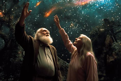 Daniel and Marty in their garden manipulating the web across the cosmos ...
