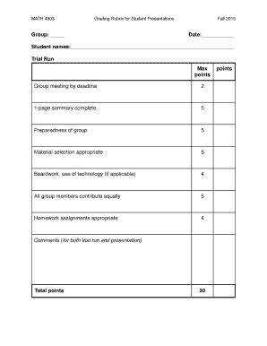 Fillable Online Math Utep Presentationrubric Pages Math Utep Fax