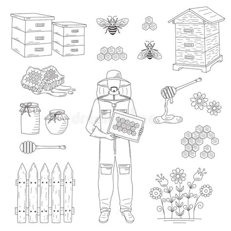 Beekeeper And Honey Set Vector Stock Vector Illustration Of Healthy Flower 84835457