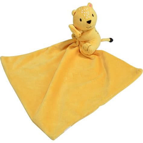 Peluche Doudou L Opard Avec Son Plaid En Tissu Tout Doux Jaune X