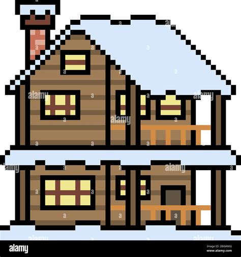 Vector Pixel Art Barn House Isolated Cartoon Stock Vector Image Art