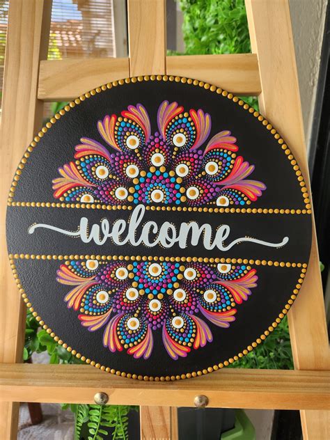 Hand Dotted Mandala Door Plaque - Etsy