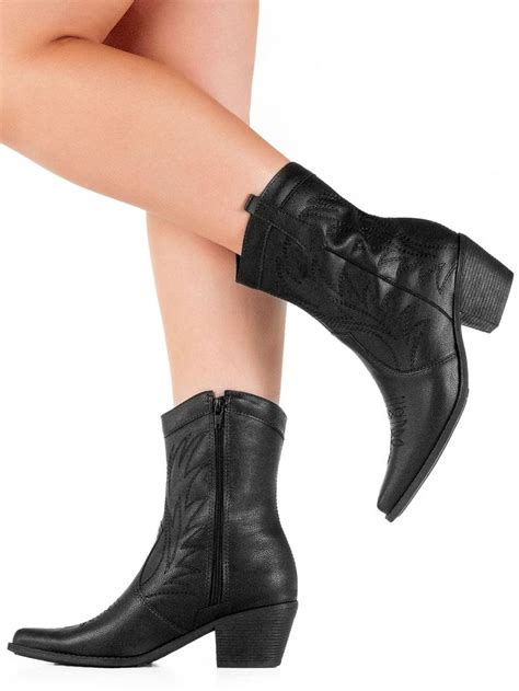 Bota Feminina Texana Bico Fino Cano Curto Confortavel Moda GiGiL Moda