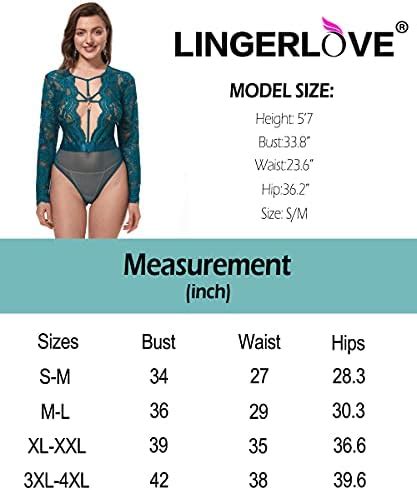 Amazon Lingerlove Women Sexy Lingerie Long Sleeve Lace Bodysuit