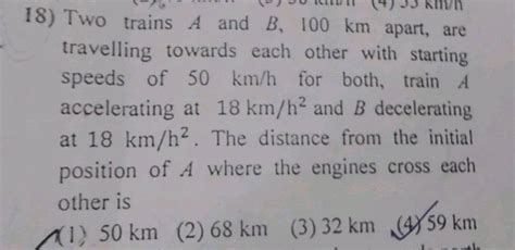 2 Okt 4 33 Km H 18 Two Trains A And B 100 Km Apart Are