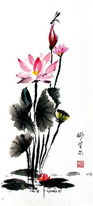 Lotus Retreat By Bill Searle Chinese Brush Painting Flowers Japanese