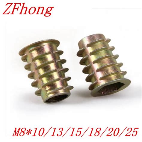 50Pcs M8 10 13 15 18 20 25 Furniture Nut Zinc Alloy Wood Insert Nut