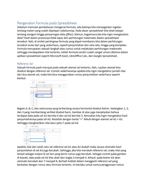 pengenalan formula  spreadsheet