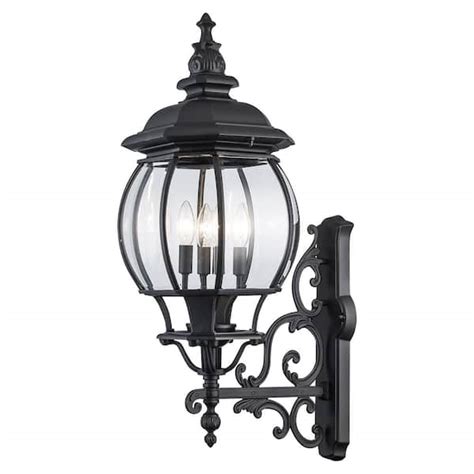 Bel Air Lighting Francisco 29 5 In 4 Light Black Coach Outdoor Wall Light Fixture With Clear