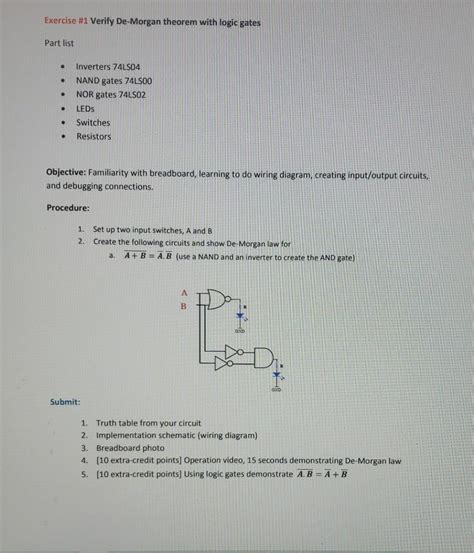 Solved Exercise #1 Verify De-Morgan theorem with logic gates | Chegg.com