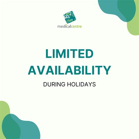 Limited Availability During Holidays Kildare Road Medical Centre