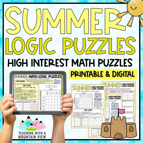 Summer Math Logic Puzzles Activities For Critical Thinking Worksheets Library