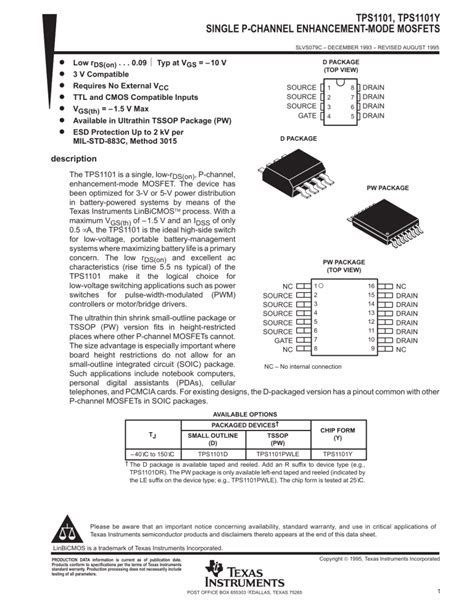 Single P Channel Enhancement Mode MOSFETs