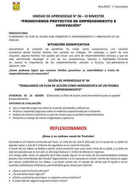 Sesi N Plan De Acci N Como Herramienta Para Un Emprendimiento