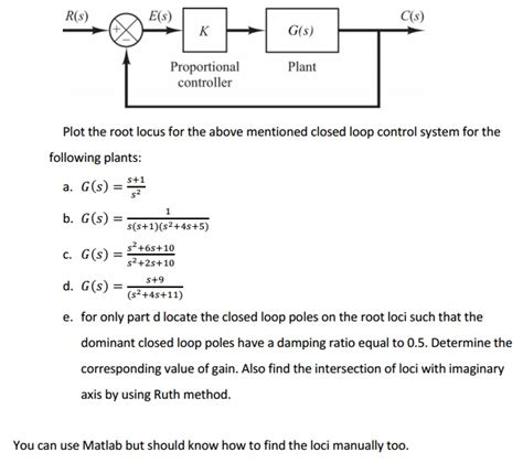 Solved Plot The Root Locus For The Above Mentioned Closed Chegg