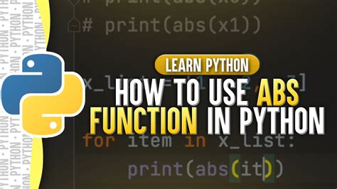 Abs Function In Python Abs Learn Python Youtube