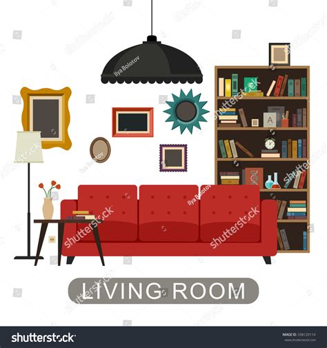 Living Room Interior Furniture Vector Banner Vector De Stock Libre De Regalías 338129114