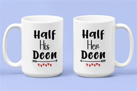 Half His Deen And Half Her Deen Coffee Mug Set Islamic Wedding Mugs