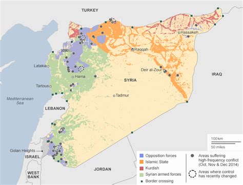 Map of Syrian conflict actors' areas of control (SOURCE: BBC ...