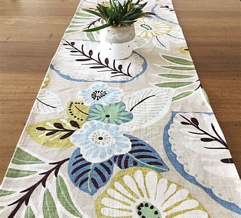 Coastal Table Runner Tropical Style Beach House Decor Linen Etsy